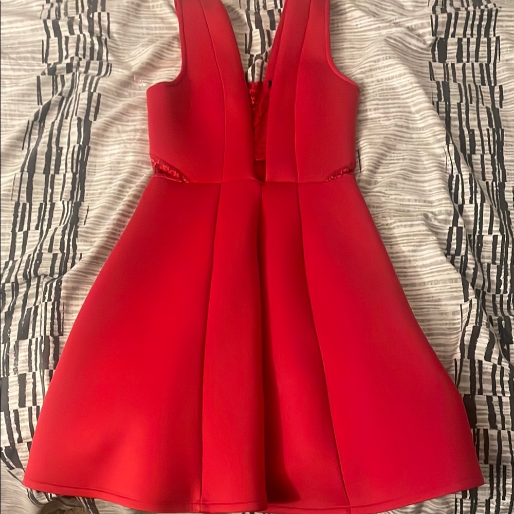 Material Girl Red Pleated Mini Dress